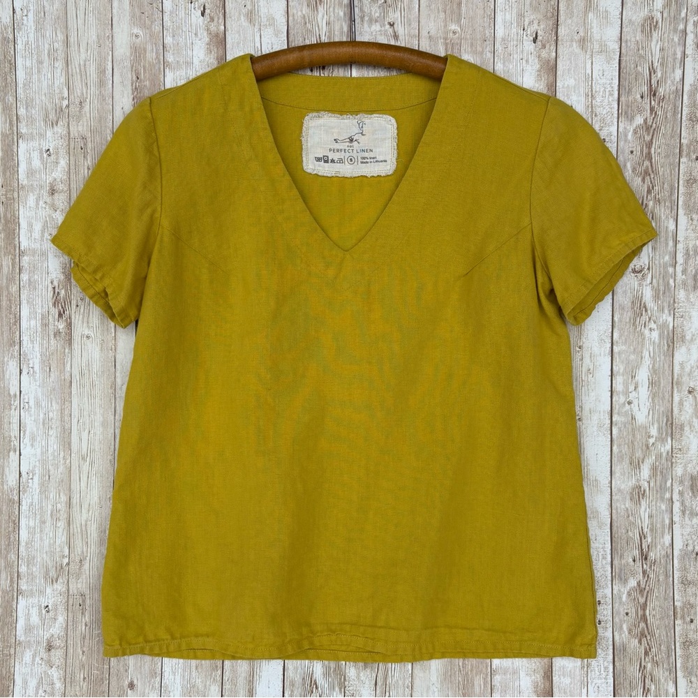 notPERFECTLINEN Boxy Short Sleeve Linen Top